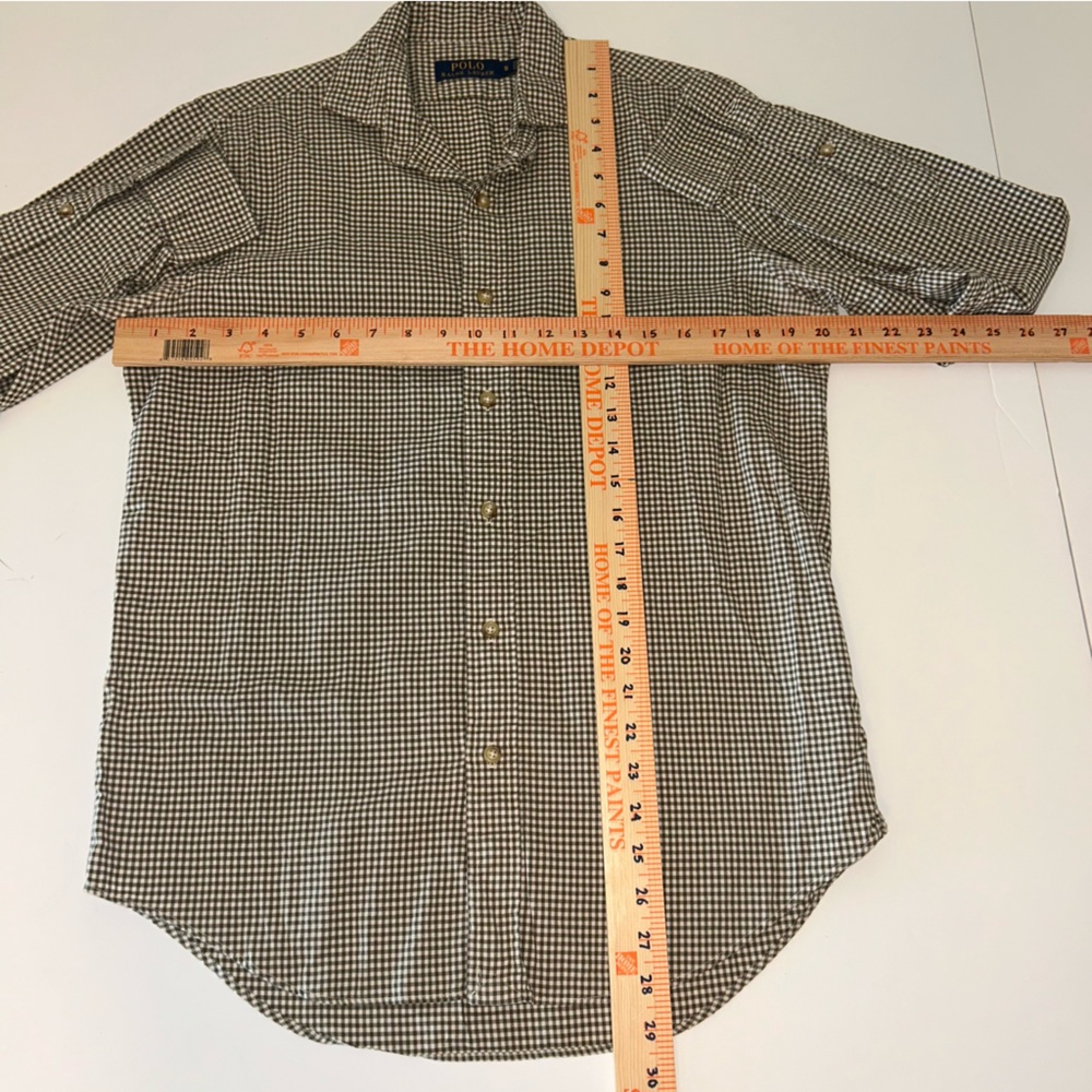 Polo Ralph Lauren mens brown gingham stretch poplin long sleeve shirt size SMALL - Picture 6 of 9